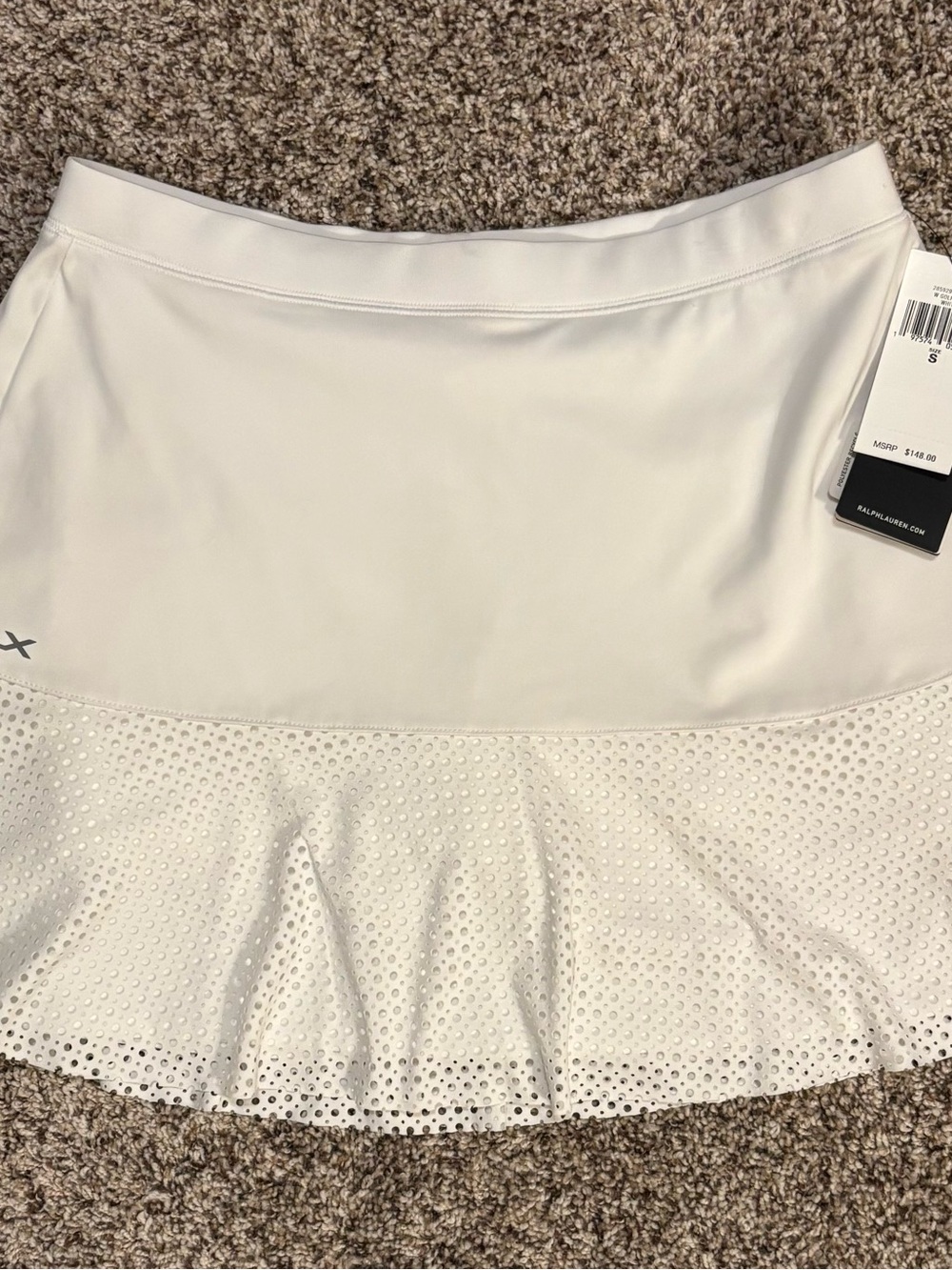 Ralph Lauren White Eyelet Flounce Skirt